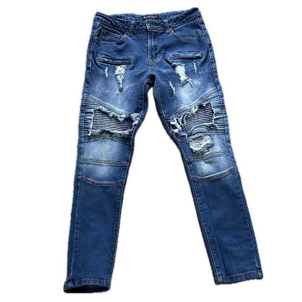 M. Society Politically Incorrect Skinny Jeans | Distressed Grunge Sz 14/26p